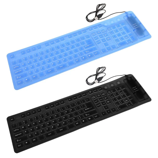 Clavier USB Filaire Portable Flexible Ultra Slim Silicone Pliable Étanche  (Noir)