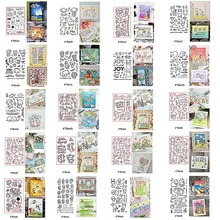 Смешанные милые животные слон свинья предложение буквенные слова цветок прозрачные силиконовые штампы создание смешной карты скрапбук ре...(China)