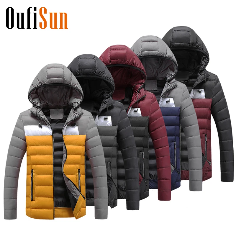 

Oufisun Men Winter Casual Headset Hooded Ultralight Jacket Parkas Men 2019 Autumn New Outdoor Fashion Patchwork Warm Parka Men