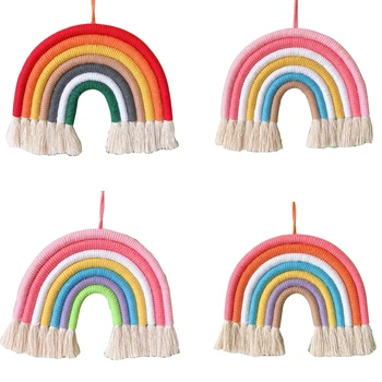 

Baby Room Decoration DIY Rope Rainbow Toy Wall Hanging Nordic Hand-Woven Rainbow Ornaments Baby Bedroom Decor Photo Props