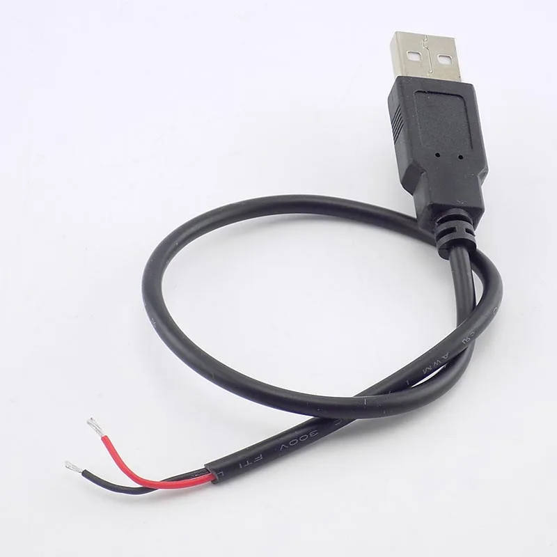 0,3/1/2 M DC 5V USB 2,0 Тип A входящий штекер 2 Pin кабель Питание зарядное устройство для смарт-устройств DIY разъем провода M20