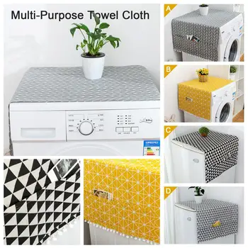 

Nordic Style Geometric Pattern Multi-Functional Cotton Cover Cloth Roller Washing Machine Bedside Table Cover Single-Door Refrig