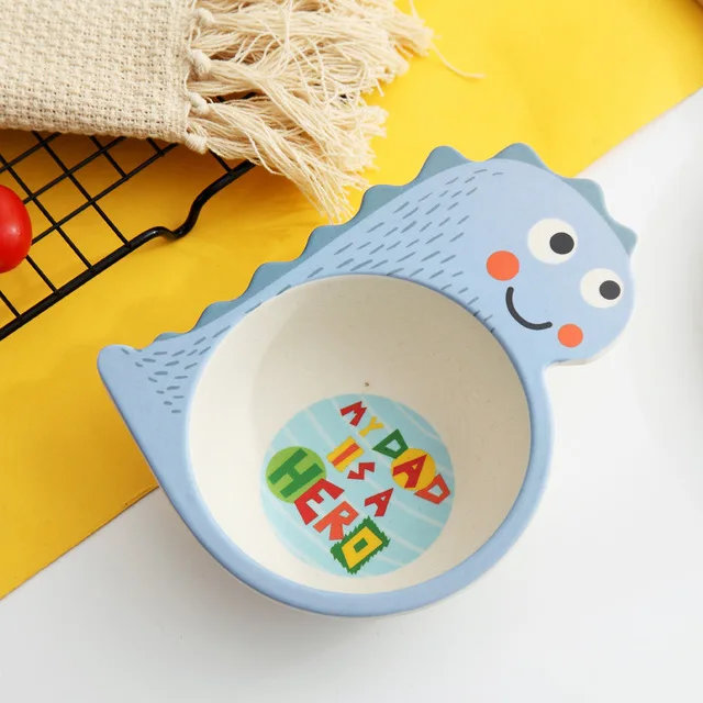 Столовые приборы детская посуда hello kitty чаша окружающей среды из натурального бамбукового волокна мультфильм посуда и тарелки наборы Посуда и тарелки - Цвет: dinosaur