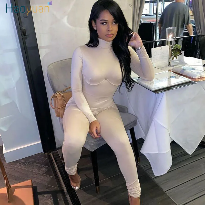 HAOYUAN Sexy Long Sleeve Bodycon Rompers Womens Jumpsuit Fitness Tracksuit Fall Clothes One Piece Club Outfits Corset Overalls HAOYUAN Sexy Long Sleeve Bodycon Rompers Womens Jumpsuit Fitness Tracksuit Fall Clothes One Piece Club Outfits Corset Overalls