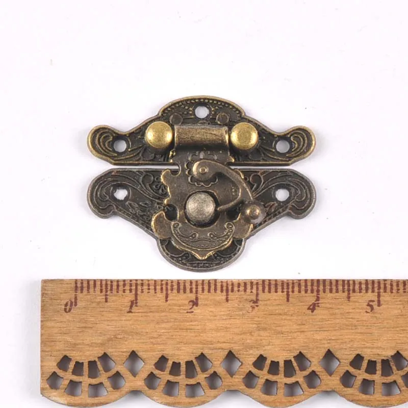 Jewelry Box Hasp Vintage Brass Hardware Latch Hook Decorative Wooden Boxes Furniture Buckle Clasp Lock Wood Case