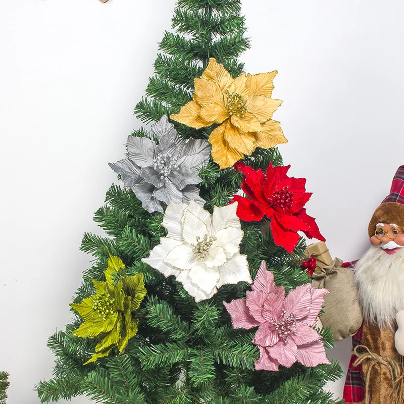 5 шт./компл. 28x24 см крупные цветы декорации на рождественскую елку искусственная Цветочная Гирлянда изысканный Висячие вечерние подарок YLM1050