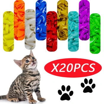

20pcs Anti- Scratch Silicone Soft Cat Nail Caps / Cat Paw Claw / Pet Nail Protector/Cat Nail Cover with free Glue and Applictor