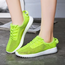 

2021 Summer Women Vulcanized Shoes For Breathable Mesh Shoes Women Sneakers Lightweight Mesh Casual High Quality Green Pink