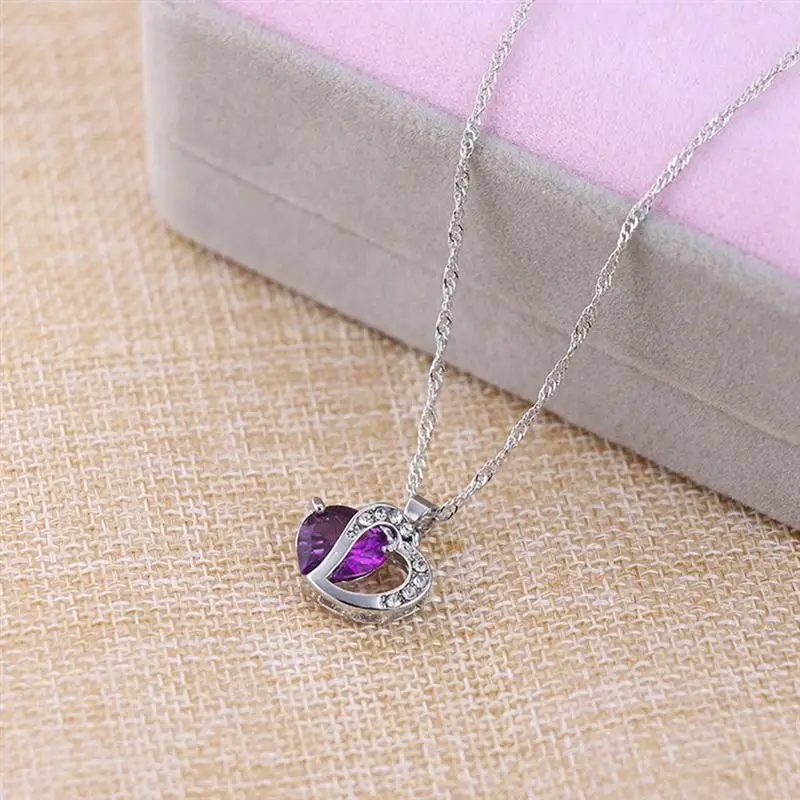 Персиковое сердце циркониевое хрустальное ожерелье цепь до ключиц цепочка