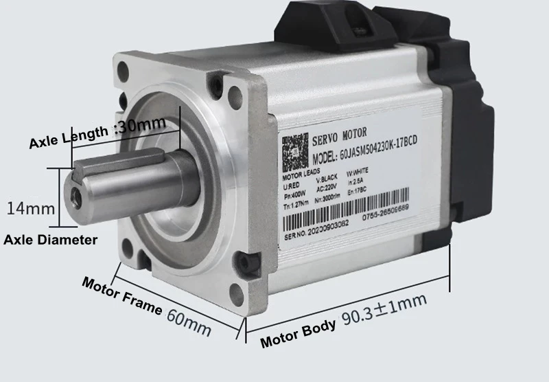 JMC 1.27NM 60mm 220V 400W 3000rpm AC Servo Motor & Drive Kit 17Bit Encoder for CNC Machine 60JASM504230K-17BC+JASD4002-20B-NO1