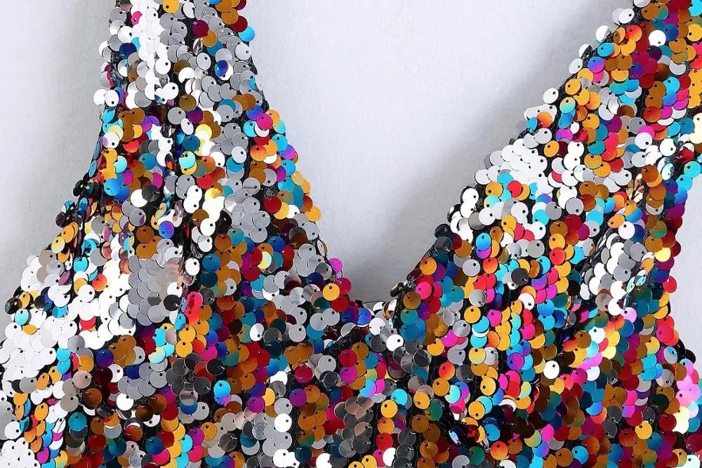 WHITNEY WANG футболка весна лето мода уличная сексуальная открытая спина Bling Sequins Camis футболка Женские топы Футболка