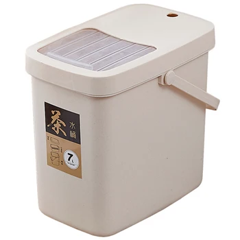 

7L Waste Bin Tea Residue Pressing Cover Dustbin Trash Office Tea with Lid Filter Drainage Can Set Bucket Dispenser