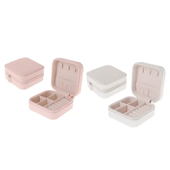 

Promotion! 2 Pcs Portable Jewelry Box Zipper PU Storage Organizer Jewelry Holder Packaging Display Travel Jewelry Case Gift Boxe