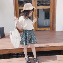 Летние шорты для маленьких девочек, шорты с цветочным принтом для малышей, юбка-брюки для маленьких девочек, хлопковая льняная юбка