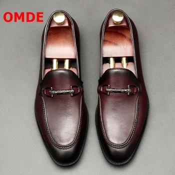 

OMDE Summer Soft Leather Men Shoes Brand Cow Leather Loafers Casual Man Shoes Fashion Office Dress Shoes Men's Prom Wedding Shoe