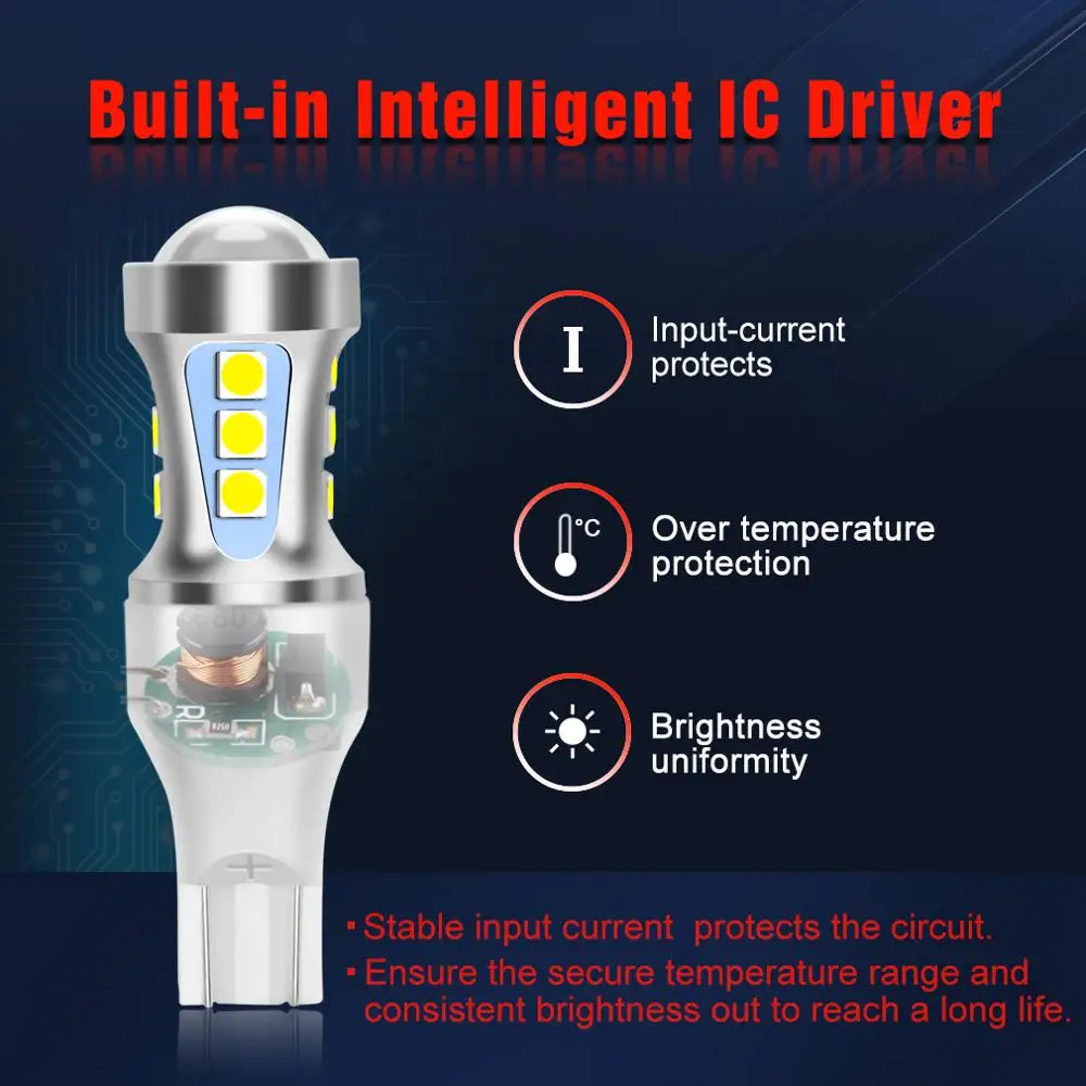 1�� W16W LED ����Ʈ 1000LM 3W 921 T15 �ڵ��� LED �ñ׳� ����Ʈ ĵ���� ���� 920 921 912 �������õ� ������ �ڵ� ������