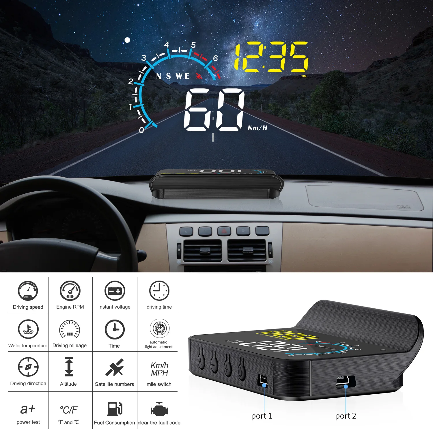 ڵ HUD   ÷ ڵ  OBD ڵ ӵ GPS  Ʈ HD  M12 ο 2021