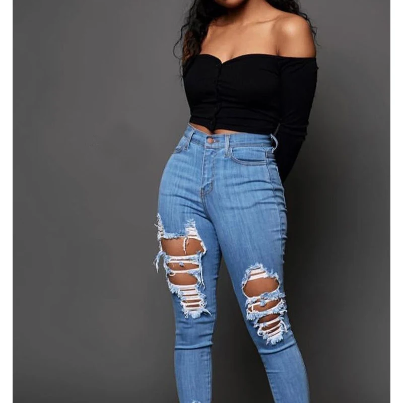 

Patchwork Jeans Fashion Loose Casual Breathable Jeans Spring And Summer Cotton Bullet Torn Hole Stretch Feet Pants Fashion