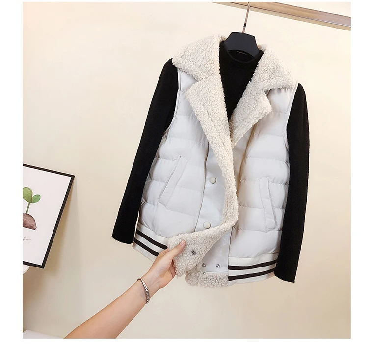 Autumn and Winter Vest Women New Korean Lamb Wool Waistcoat Down Cotton Vest Female Short Loose Padded Jacket