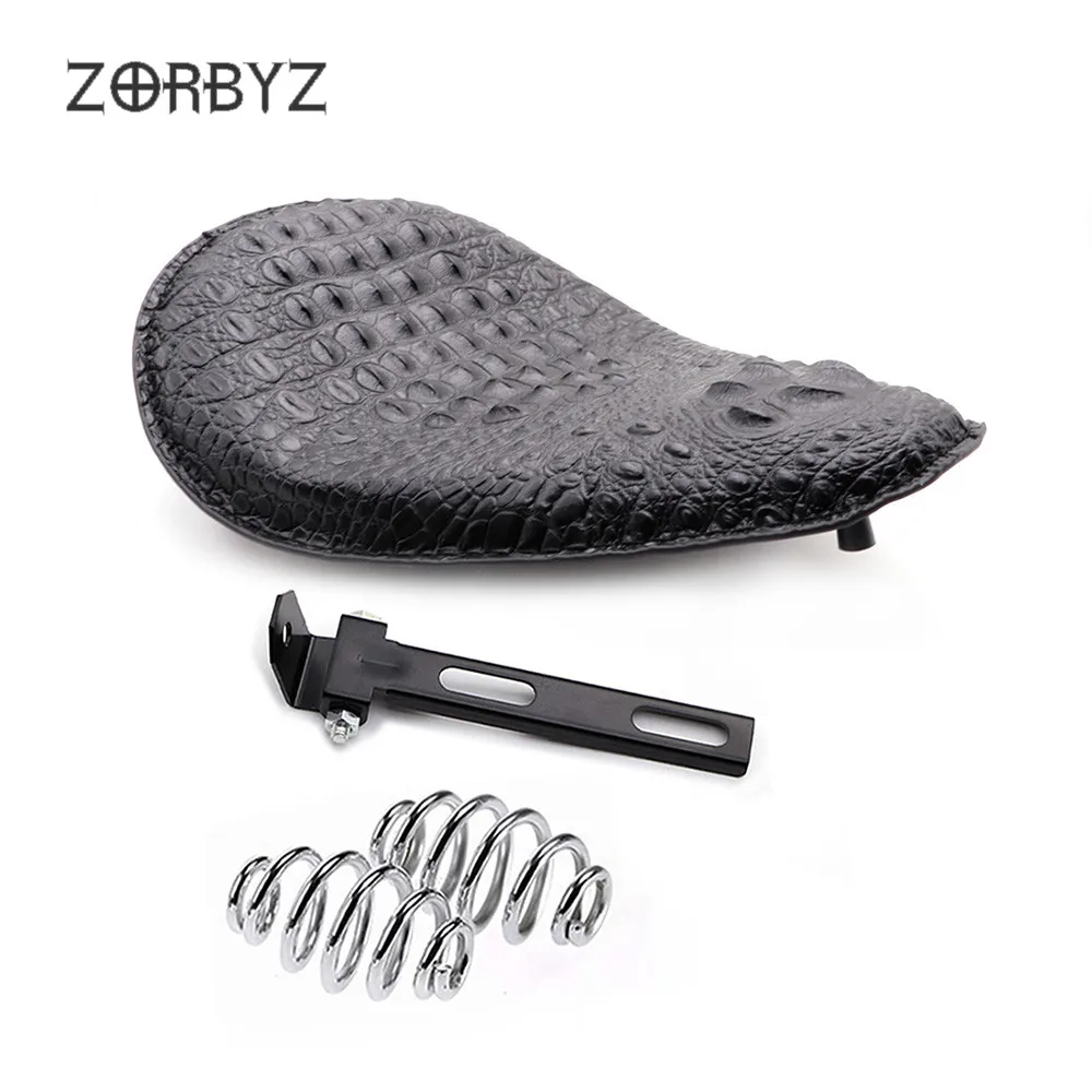 ZORBYZ мотоциклетные Ретро черный из крокодиловой кожи Стиль Solo приводное сиденье весна и кронштейн для Harley Chopper Bobber Пользовательские SX650