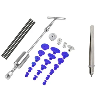 

1 Set Paintless Dent Repair Slide Hammer Cup Glue Tabs Tools Kit & 1 Pcs Tweezer Type Metal Watch Spring Bar Remover