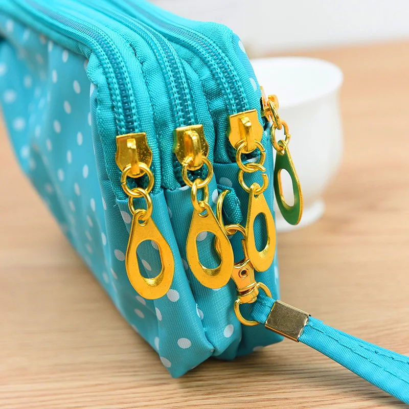 summer New style canvas bag handbag WOMEN'S bag Korean-style three zipper multi-layer wallet carrying bag mobile phone