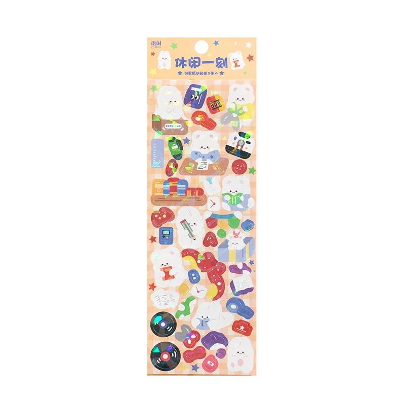 Shining Cute Bear Cartoon Stickers 2 Sheets/lot for Scrapbook Card Kids DIY Journal Laptop Album Play House