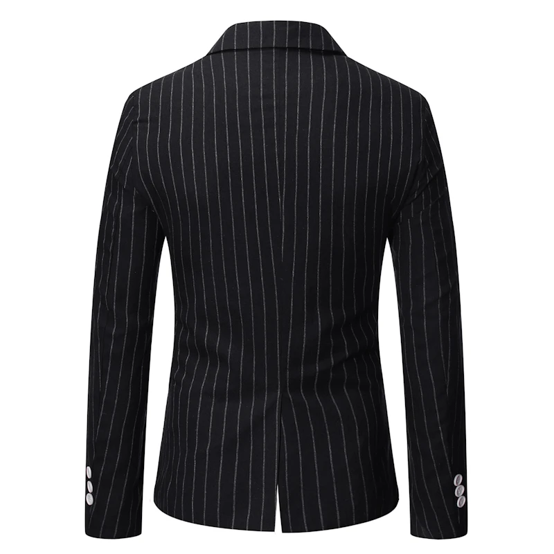 Blazer masculino listrado, preto, fashion, dupla breasted,