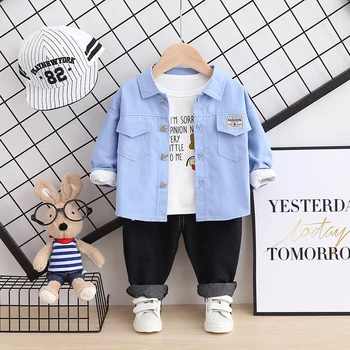 

Baby Boy Spring Autumn Cotton Clothes Children Cartoon Print T Shirt Coat Pants 3Pcs/sets Infant Kids Fashion Toddler Tracksuits