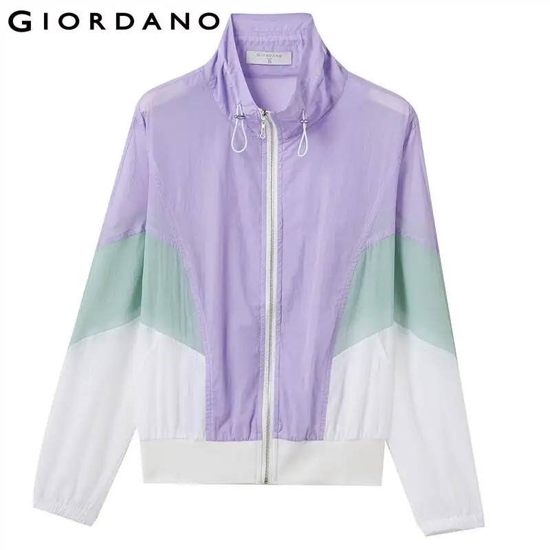 Giordano Женская куртка с воротником стойкой контрастные ветровки легкая