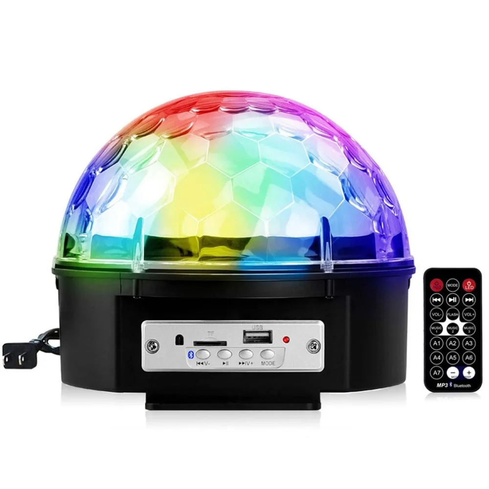 Bluetooth Crystal Magic Rotating Music Ball Remote control 9 color RGB disco ball light voice LED magic ball for Party Festival