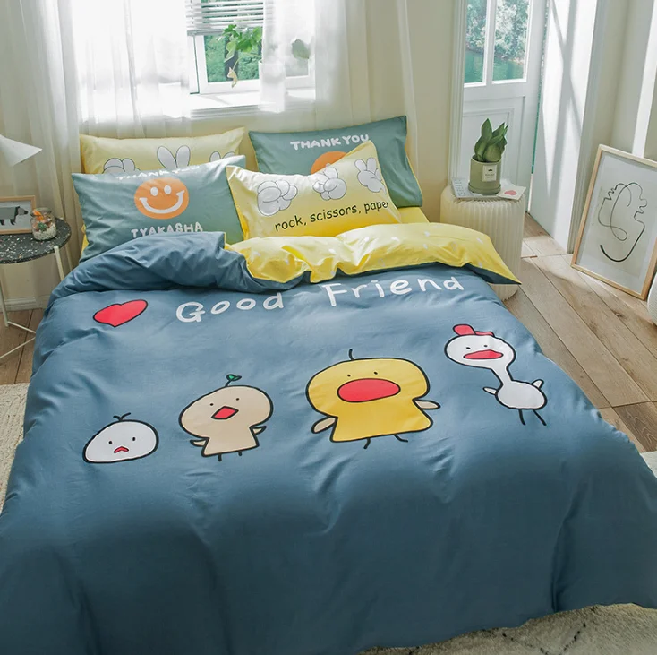 Комплект хлопковой кроватки из 3 предметов, постельное белье для принцессы с рисунком, комплект включает наволочку, простыню, пододеяльник без наполнителя