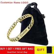 Персонализированный простой пользовательский брелок с именем для пары, металлический браслет дружбы для женщин и мужчин, с ID гравировкой, золото, серебро, женский роскошный браслет