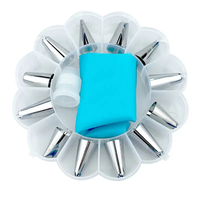 

15pcs/set Dessert Decorators Silicone Icing Piping Cream Pastry Bag Stainless Steel Piping Icing Nozzle for Cream Pastry Tool