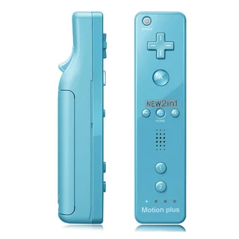 

For Nintendo wii remote Built in Motion Plus Inside Remote Controller For Nintendo Wii console +Wrist Strap+Silicone Case Blue