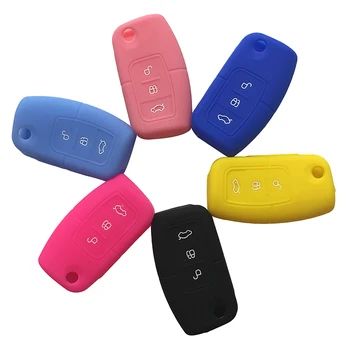 

Silica Gel Remote Control Key Cover Cap for Ford Fiesta Focus Mondeo Top Layer Leather Keys Case for Car Case for Keychain Alarm