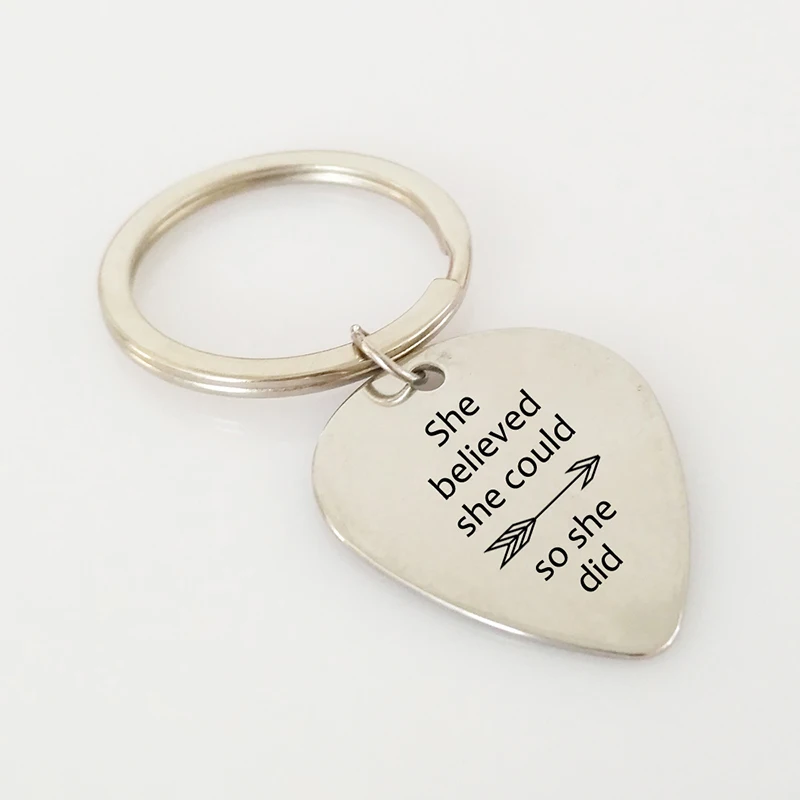 Charming-She-believed-she-could-so-she-did-Silver-Color-Stainless-Steel-Keychain-For-Women-Girls