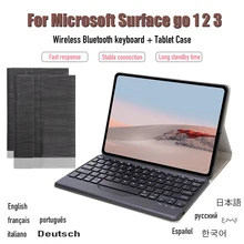 

For Microsoft Surface Go 2 3 Go2 Go3 Tree Grain Leather Wireless Bluetooth Keyboard Holster Protective Tablet Case Accessories