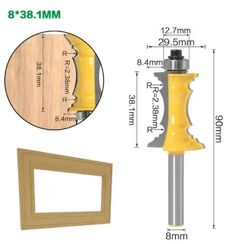 

8mm Shank Miter Frame Molding Router Bit Door Line Knife Tenon Milling Cutter95AA