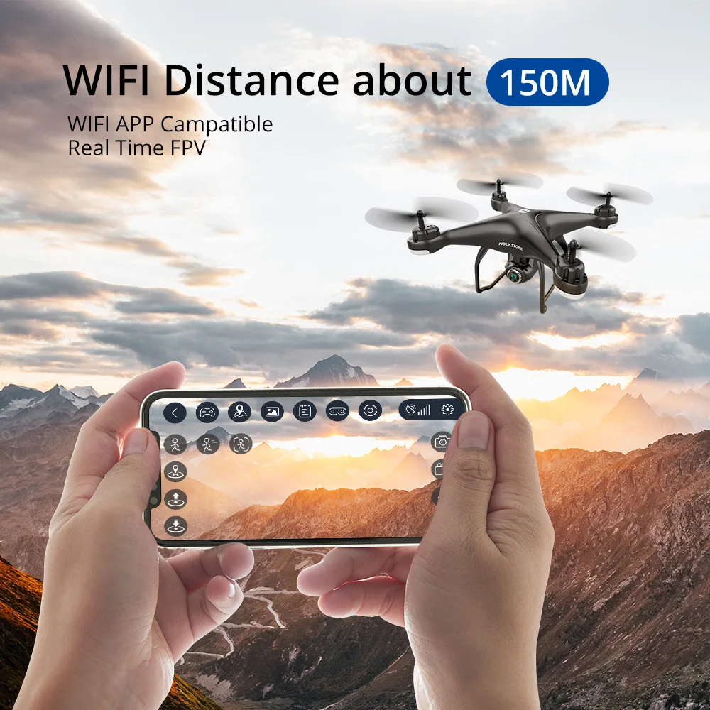 Holy Stone HS120D GPS RC Drone 150 м Wi Fi FPV 1080p HD камера запись голоса Tapfly большой радиус действия