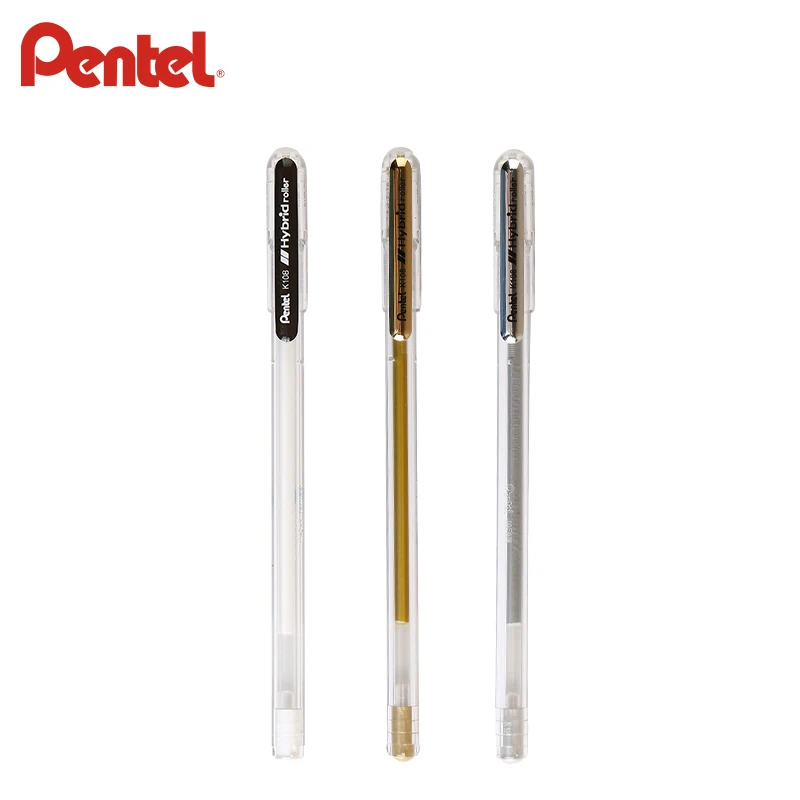 Pentel 0 8 мм гель с металлическим эффектом чернильная ручка K108 серебристый золотой