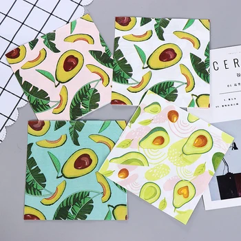 

20pcs Avocado soft healthy decoupage napkin paper virgin wood tissue for Christmas wedding party decoration