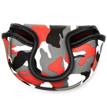 

Golf Small mid-mallet Putter cover club headcover magnetic closure black red white for heel shafted club