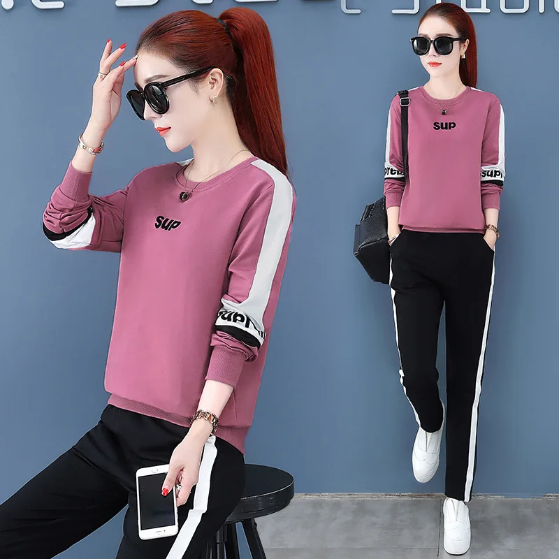 

Sports Clothing Casual WOMEN'S Suit 2020 Spring And Autumn New Style Hoodie Fashion Elegant Western Style Two-Piece Set Spring