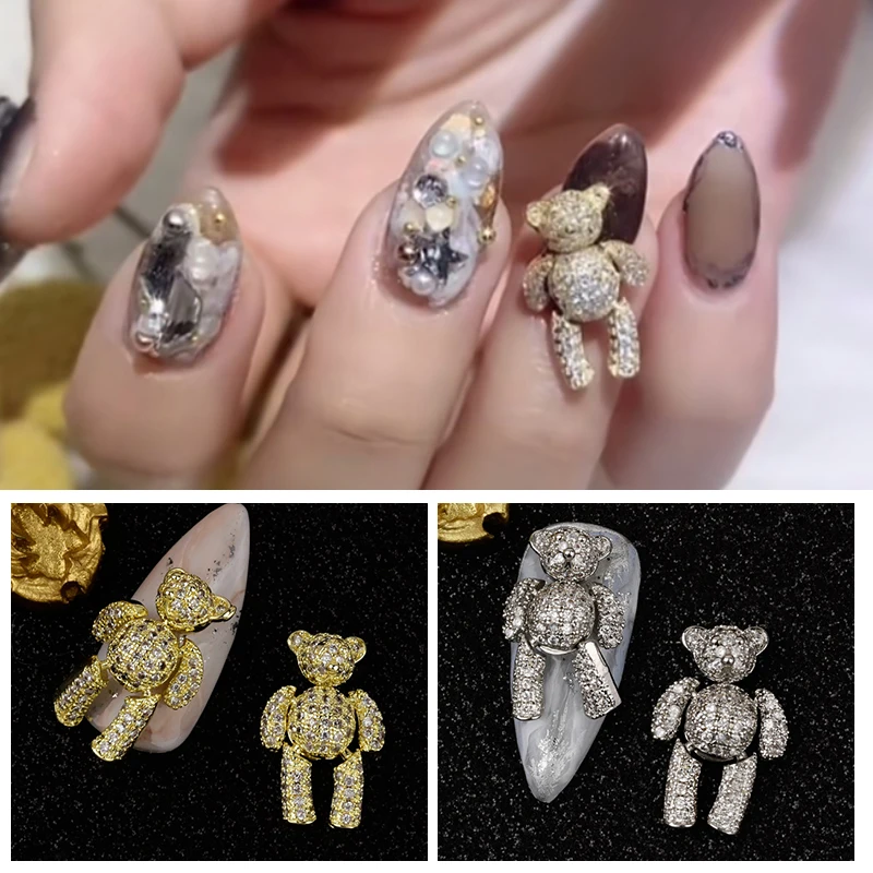 1 PC Beautiful Little Gold Silver Metal Nail Rhinestones Stones Bling 3D Art Decorations DIY Design Accessories | Красота и здоровье