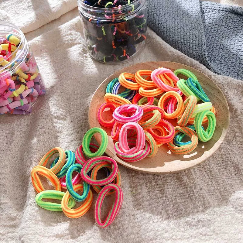 100 шт. цветные эластичные резинки для волос маленьких девочек детей аксессуары