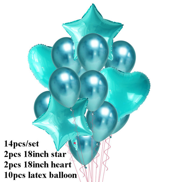 Heart Star Confetti Balloon Metallic Chrome Ballon Happy Birthday Party Decoration Kids Air Balls Adult Wedding Globos