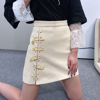 

Brand 2020 Gao Waist Slimming Temperament Small Leather Skirt Female A Word Skirt Pin Half Body Bag Hip Skirt
