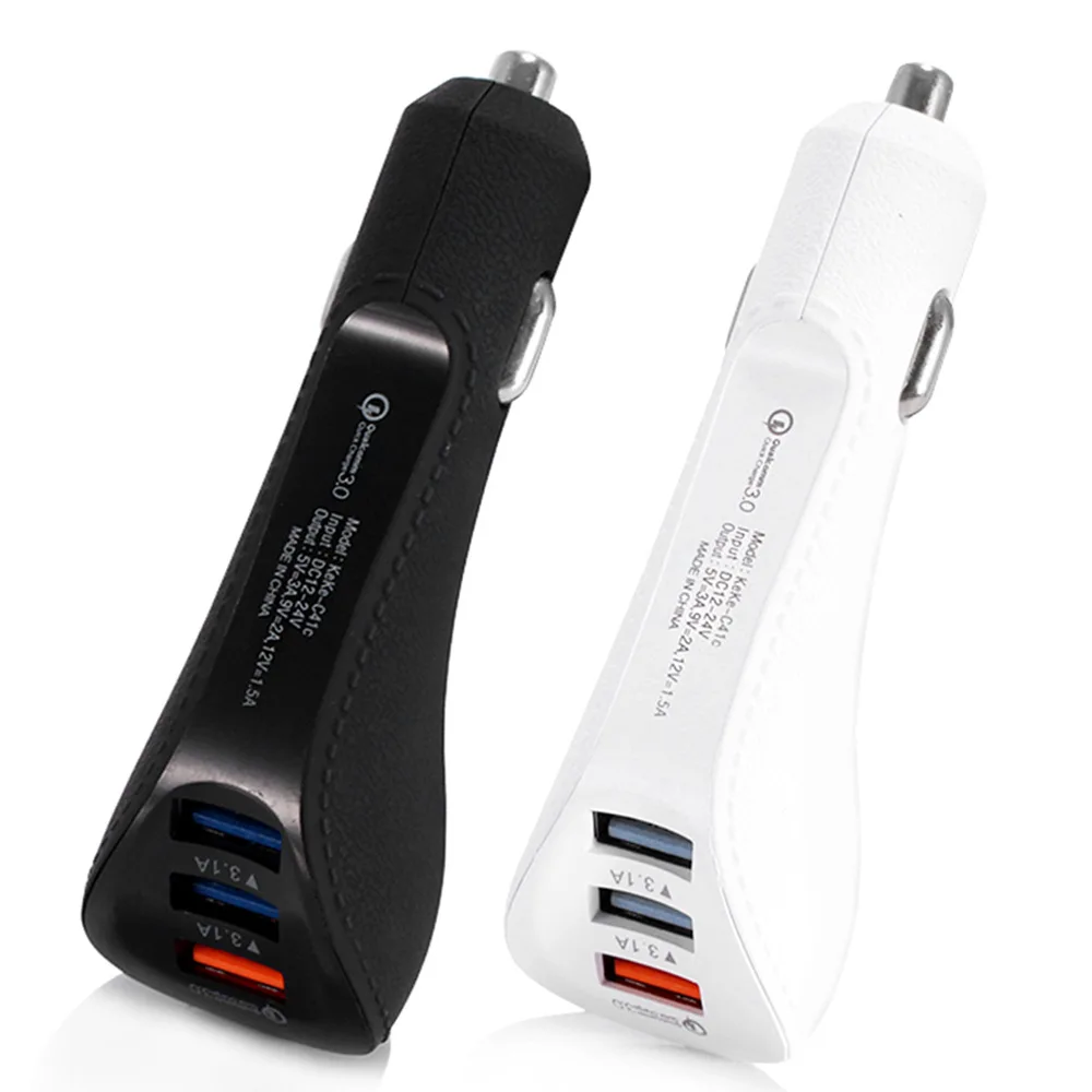 QC3.0 3 USB двойной рот автомобильное зарядное устройство для телефона Быстрая зарядка автомобиля один буксир два зарядного устройства