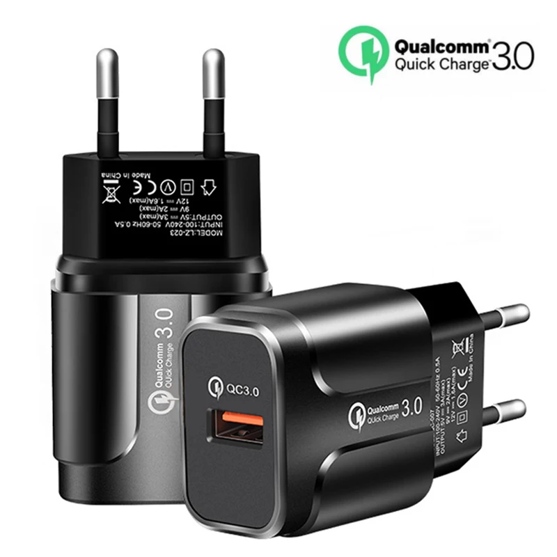 

18W Quick Charge 3.0 Mobile Phone Fast Charger USB EU US Plug Portable QC3.0 4.0 Wall Charger Adapter For Xiaomi Samsung iPhone